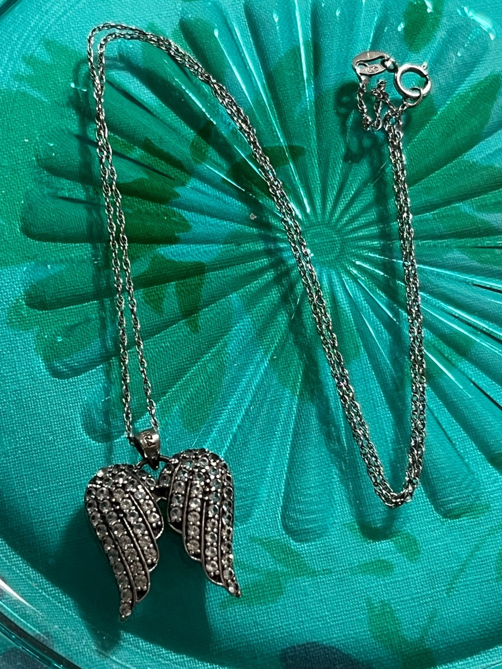 Fuzion Creations Sterling Silver 925 Lab-grown Diamond Angel Wing Necklace